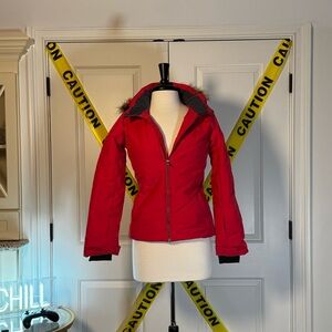 Spyder Red Puffer Jacket with Faux Fur Hood - Size 16